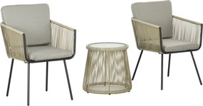 Outsunny Set mobilier de Grădină cu 2 Scaune și Măsuță de Cafea cu Blat din Sticlă, Ø49x47 cm, Maro | Aosom Romania