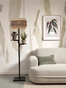 Lampa de podea eco din bambus cu 2 rafturi Bhutan 40x25 negru