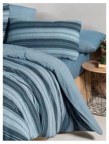 Lenjerie de pat albastră pentru pat dublu/canapea extinsă cu cearceaf inclus/cu 4 piese 200x220 cm Stripes – Mila Home