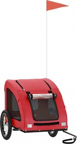 vidaXL Remorcă de bicicletă animale companie, roșu, textil oxford/fier