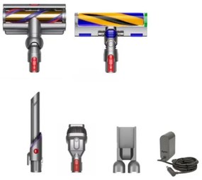 Aspirator vertical Dyson V15 Detect Absole 447000-01, 660W, 0.76 l, 60 min autonomie, Senzori, 3 moduri, LCD, Gri / aur