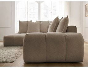 Colțar taupe extensibil/cu spațiu de depozitare cu tapițerie din chenille (cu colț pe partea stângă/în formă de ”L”) Everest – Bobochic Paris