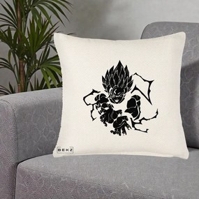 Perna Personalizata Dragon Ball Goku Super Saiyan Silueta, 40x40 cm, Crem Reliefat, Husa Detasabila, Perna Inclusa, BEKZ®