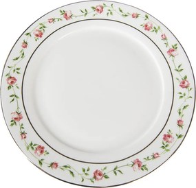 Farfurie alba, din portelan, cu motive florale, Ø 21 cm, Flowers
