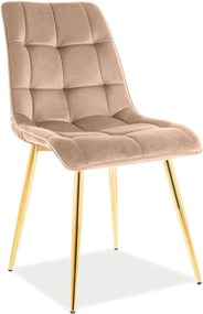 Scaun tapitat stofa CHIC, bej/auriu, 50x58x88 cm