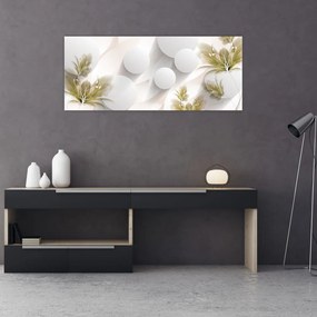 Tablou - 3D cercuri cu flori (120x50 cm)