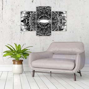 Tablou cu ornamente alb negre (90x60 cm)