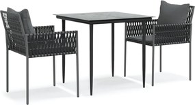 vidaXL Set mobilier de grădină cu perne, 3 piese, poliratan și oțel