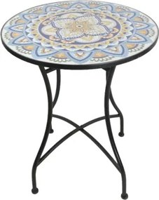 Masuta de exterior din metal, cu design mozaic ceramic, Stil Mediteraneean "Tesera"