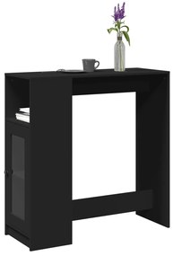 vidaXL Masă de bar cu rafturi, negru, 101x40x103,5 cm, lemn prelucrat