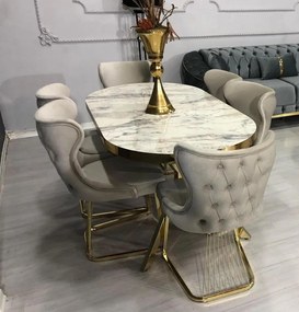 SET STELLA CREM CU AURIU MASA+6 SCAUNE