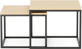 Set lemn masiv măsuțe de cafea 60 × 60 cm / 54 × 54 cm