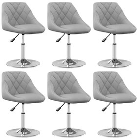 vidaXL Scaune de sufragerie pivotante 6 buc, gri deschis, catifea