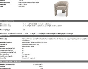 Scaun design LUX Pebbles, bej mademoiselle 115538 HZ