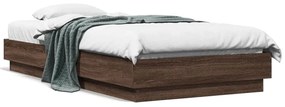 vidaXL Cadru de pat cu lumini LED, stejar maro, 90x190 cm