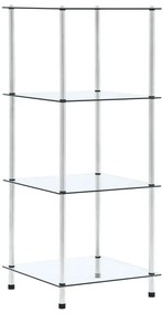 vidaXL Raft cu 4 niveluri transparent, 40x40x100 cm, sticlă securizată