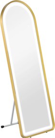 HOMCOM Oglindă în picioare oglindă de perete oglindă pentru întregul corp inclusiv accesorii de fixare pe perete, 151,5 x 50 x 4 cm, Auriu | Aosom Romania