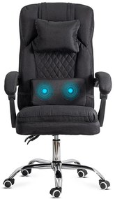 Scaun directorial negru din stofa cu perna lombara masaj, elegant OFF 936