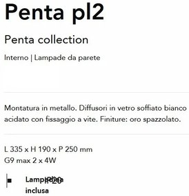 Plafoniera design modern Penta pl2 auriu/alb