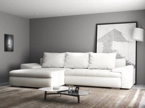 Colțar extensibil dumonde cu ladă de depozitare si sezut confortabil din spuma high-density, Leonardo Euphoria Ivory 260x185 cm