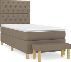 vidaXL Pat box spring cu saltea, gri taupe, 80x200 cm, textil