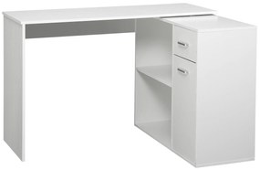 HOMCOM Birou de colț rotativ la 180°, birou pentru calculator, bibliotecă, sertar, dulap, loc de lucru, 117x82x74cm, alb | Aosom Romania