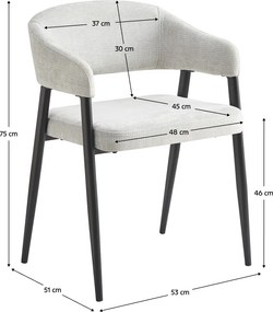 Fotoliu de sufragerie design, gri deschis/negru, NIZAR TYP 2