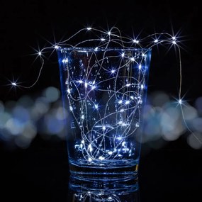 Set 10 lanțuri luminoase, 25 LED, alb rece, baterie