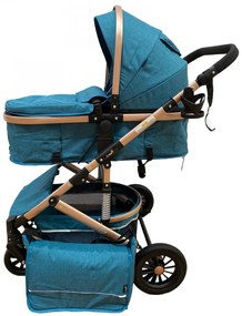 Carucior 2 in 1 pentru copii, cu maner reversibil si suspensii, 0-36 luni - CPC-31-turcoaz