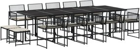 vidaXL Set mobilier de grădină cu perne, 15 piese, negru, poliratan