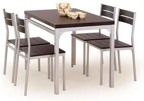 Set de sufragerie Malcolm 4+1, wenge / argintiu