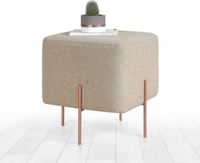Taburet COPPER 60, stofa clasica bej/cupru, 40x40x42 cm