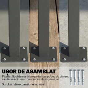 Outsunny Paravan Lateral Retractabil Impermeabil și UV50+, din Aluminiu, Oțel și Poliester, 420x185 cm, Gri Închis | Aosom Romania