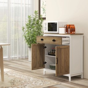 HOMCOM Dulap Multifuncțional Rustic din PAL cu Sertar și Spațiu de Depozitare, 78.5x39x89.4cm, Design Clasic, Alb | Aosom Romania
