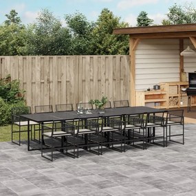 vidaXL Set mobilier de grădină cu perne, 13 piese, negru, poliratan