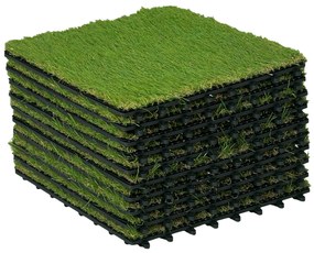 Outsunny Dale pentru Gradina cu Iarba Sintetica 30x30cm 10 Bucati, Gazon Artificial Realist, Verde | Aosom Romania