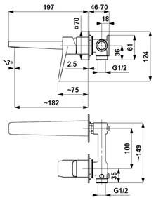 Baterie lavoar încastrată KFA Armatura MALAGA 4529-810-31, auriu periat