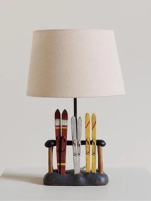 Lampa de masa, din rasina, cu abajur din bumbac, Apres-ski