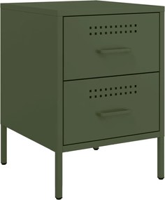 vidaXL Noptieră, verde măsliniu, 36x39x50,5 cm, oțel