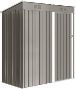 Outsunny Magazie de grădină din metal tip sprijinit 2 grile de aerisire acoperiș înclinat anti-UV 163x90x179cm Gri deschis | Aosom Romania