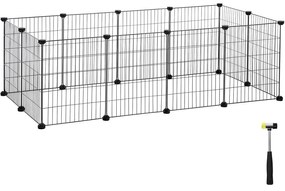 Cușcă pentru animale de companie pentru interior, gard modular metalic, negru