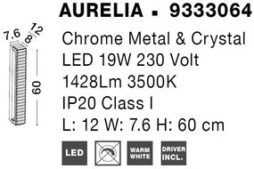 Aplica LED de perete, cristal design elegant AURELIA crom