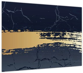 Tablou - Albastru și aur abstracție N⁰2 (70x50 cm)