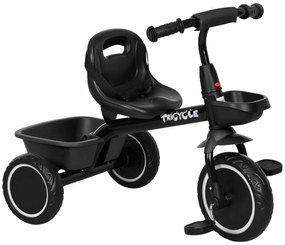 AIYAPLAY Tricicleta pentru copii evolutivă cu șezut reglabil pedale 2 coșuri centură pentru copii de la 2 la 5 ani negru | Aosom Romania