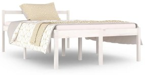 810585 vidaXL Cadru de pat mic dublu, alb, 120x190 cm, lemn masiv