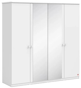 Dulap cu 4 usi si oglinda pentru camera copii, colectia Varia White