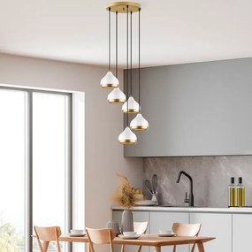 Lustră pe cablu YILDO 5xE27/40W/230V alb/auriu