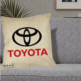 Perna Personalizata cu emblema Toyota, 40x40 cm, Crem, Husa Detasabila, Perna Inclusa, BEKZ®