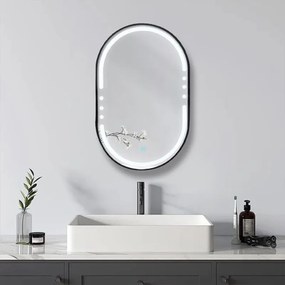 Oglinda LED 608 60x80 cm rama aluminiu neagra