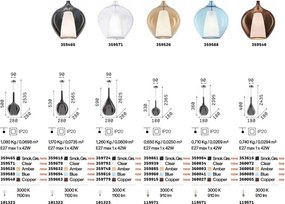 Lustra, Pendul din sticla KALIQUE-1 SP1 D28 AZZURRO